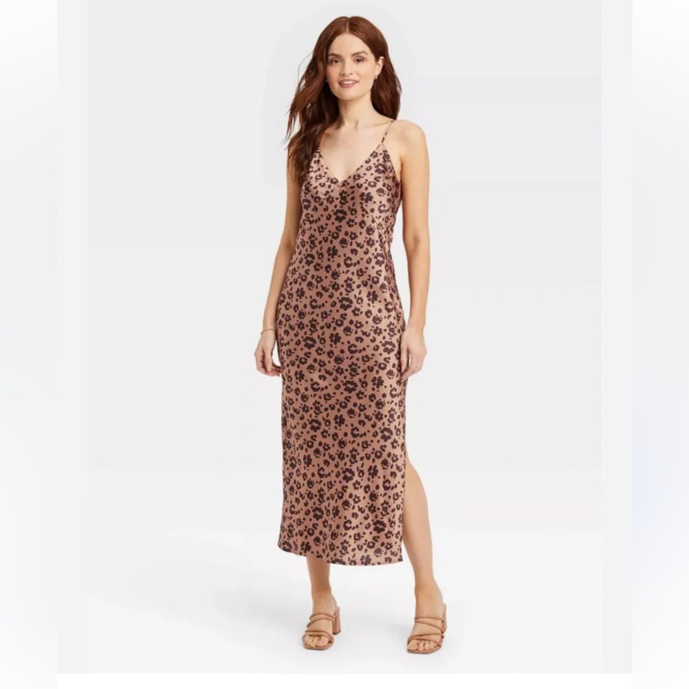 A New Day Brown and Cream Slip Midi Dress